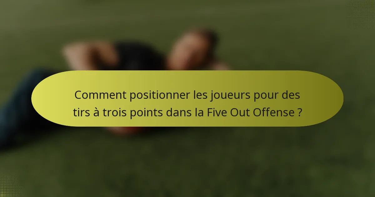 Comment positionner les joueurs pour des tirs à trois points dans la Five Out Offense ?