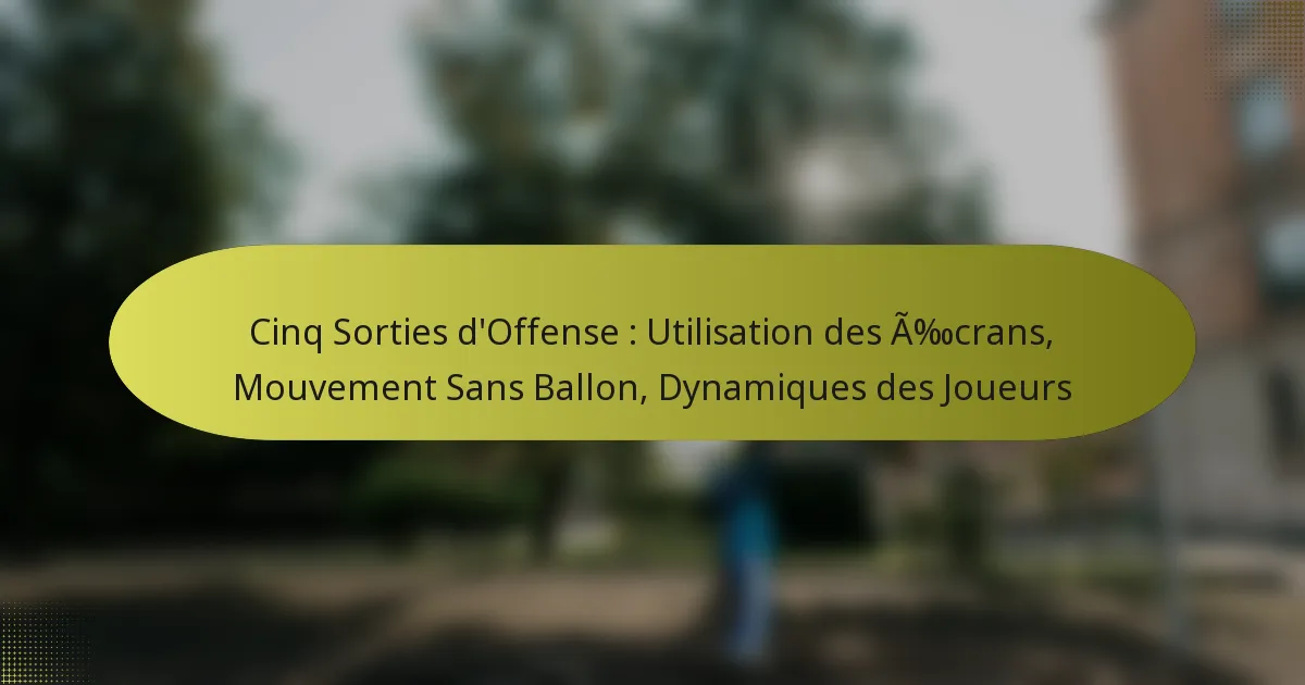 Cinq Sorties d’Offense : Utilisation des Écrans, Mouvement Sans Ballon, Dynamiques des Joueurs